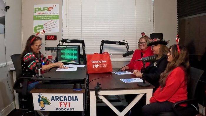 Donna Choi, MJ Finstrom, and Diana Bacero with Downtown Arcadia in studio with Christine Zito on Arcadia FYI talking about the Holiday Fair.