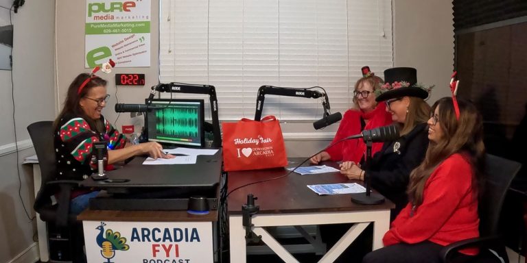 Donna Choi, MJ Finstrom, and Diana Bacero with Downtown Arcadia in studio with Christine Zito on Arcadia FYI talking about the Holiday Fair.