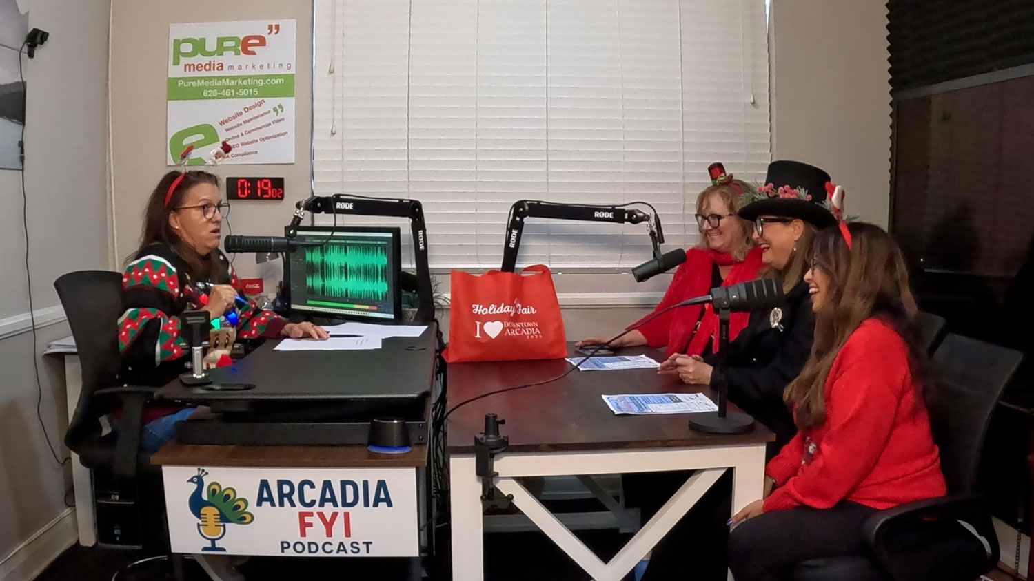 Donna Choi, MJ Finstrom, and Diana Bacero with Downtown Arcadia in studio with Christine Zito on Arcadia FYI.