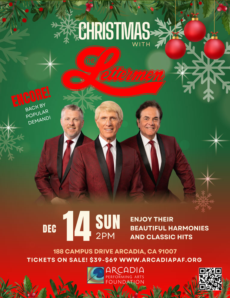 The Lettermen flyer for the Arcadia Performing Arts Foundation.