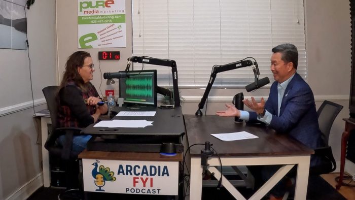 David-and-Christine-Good Councilman David Fu on Arcadia FYI with Christine Zito