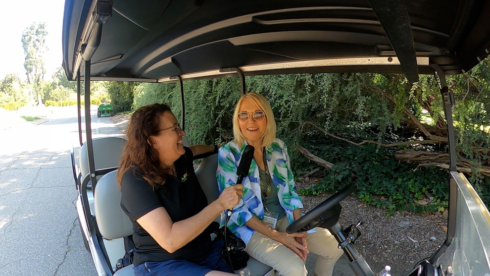Sylvia Rosenberger, Chief Development Officer of the Los Angeles Arboretum Foundation, Inc. having fun with Christine Zito of Arcadia FYI
